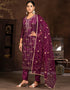 chic purple modal butti designer party wear readymade salwar suit with purple santoon 13589-acy3593 Back View